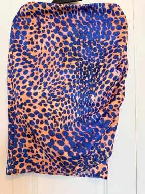 Bold Blue and Orange Animal Print Pencil Skirt